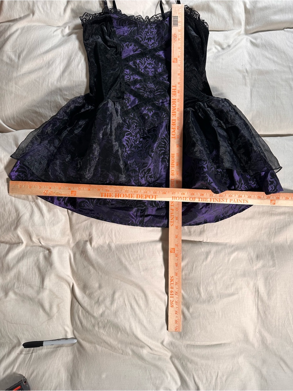 Lip Service Purple Gothic Lace Corset Mini Dress Retro Y2K Grunge Large Babydoll - Picture 8 of 13